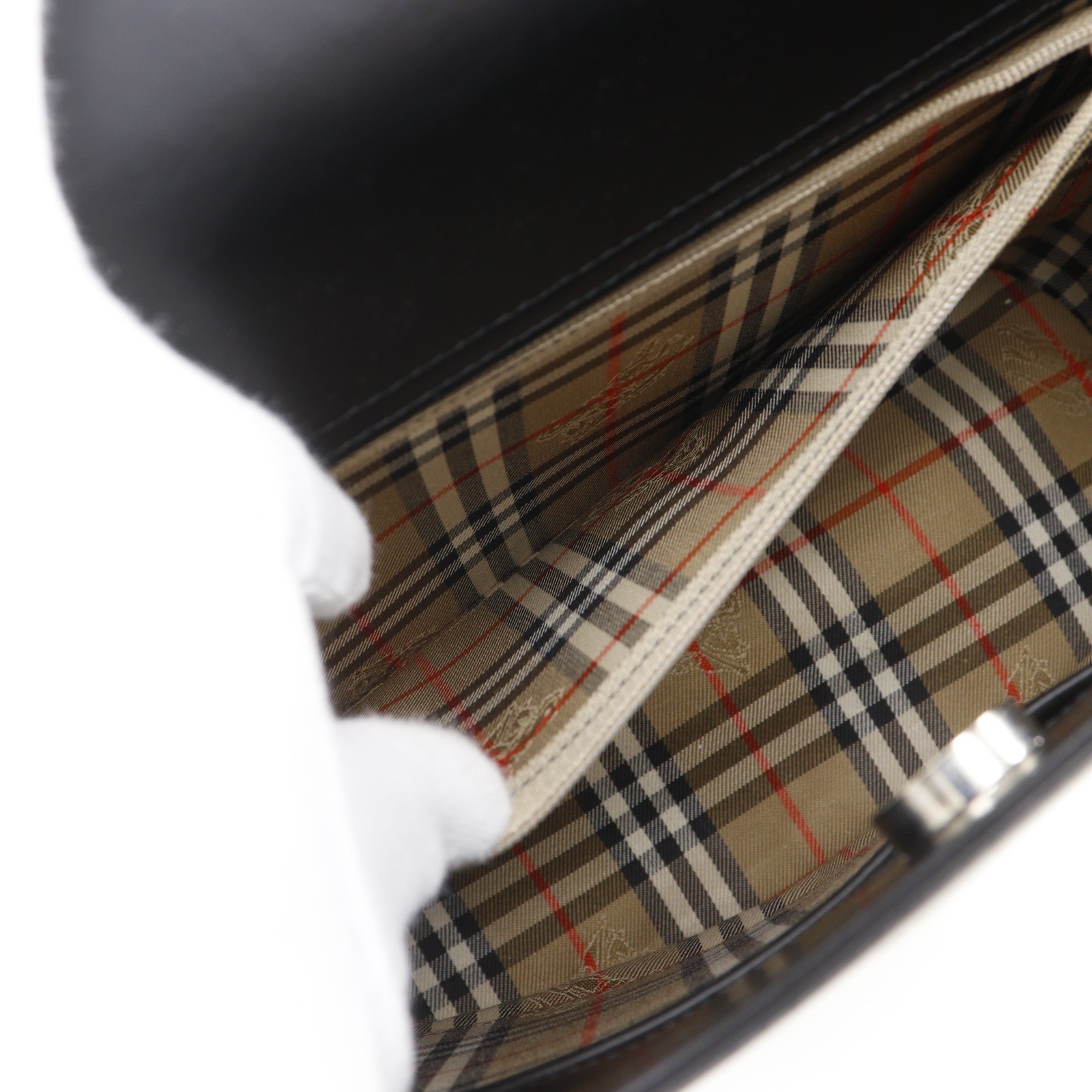BURBERRY Nova Check Handbag black leather Women