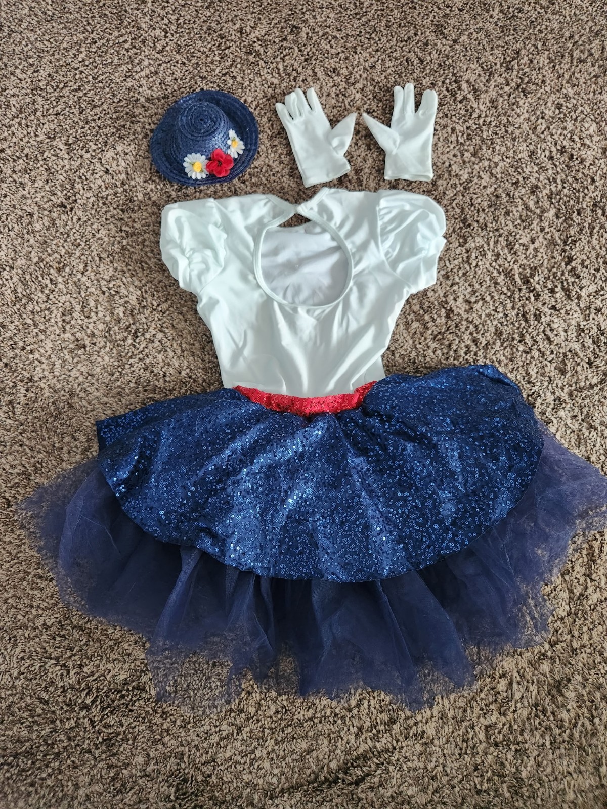 dance costume girls blue, red @ white barely used