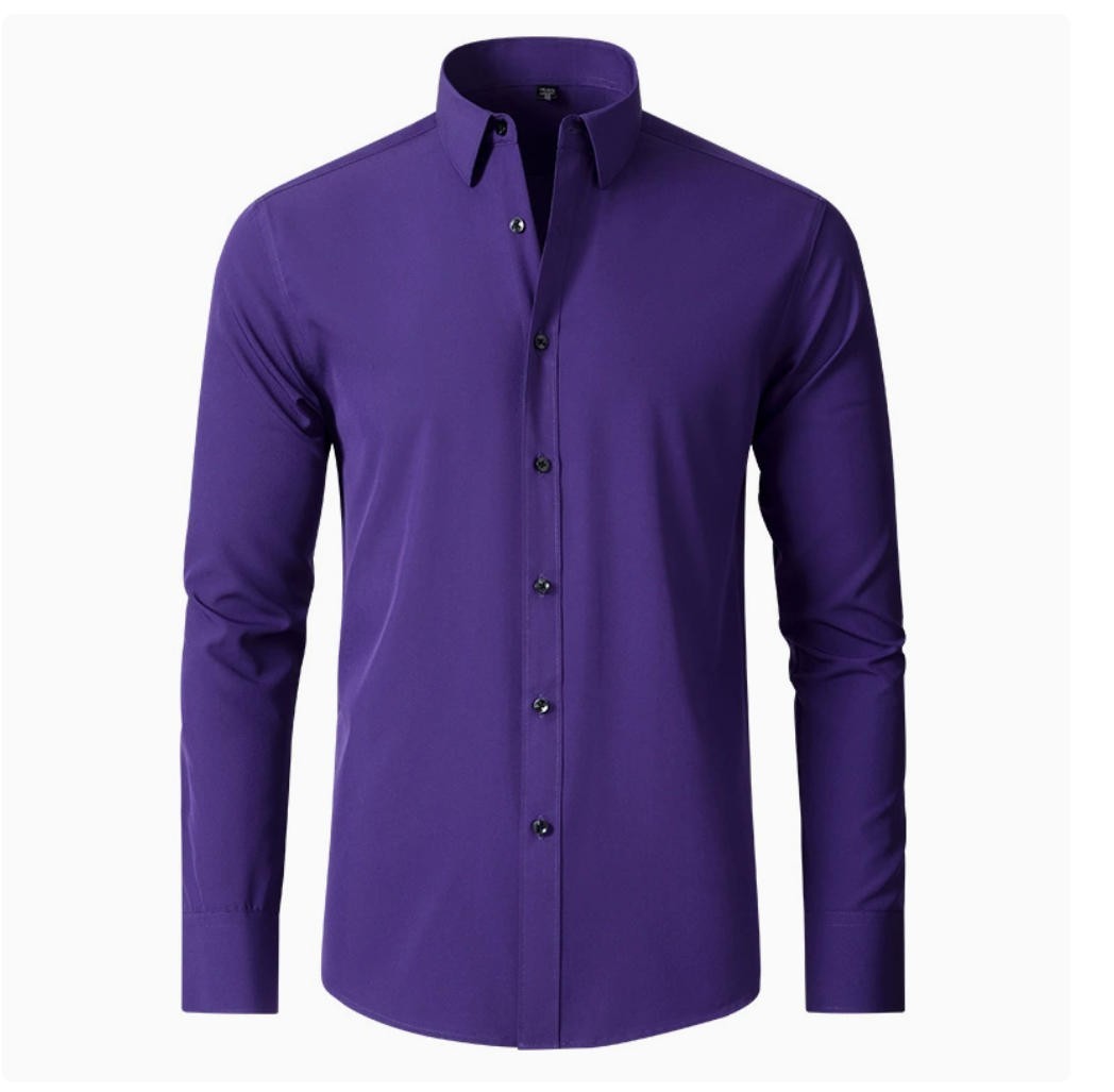 Mens Dress Shirts Formal Business Long Sleeves Non Iron Elastic Casual Shirts
