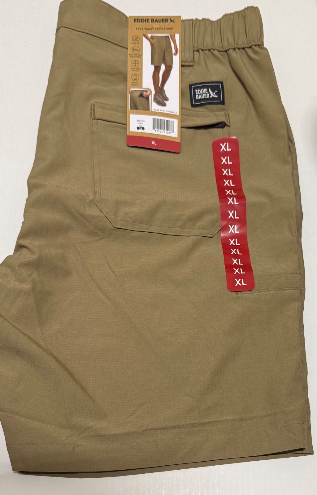 Eddie Bauer Men’s Flex Waist Tech Shorts Sizes Small, Med, Large, XL, XXL