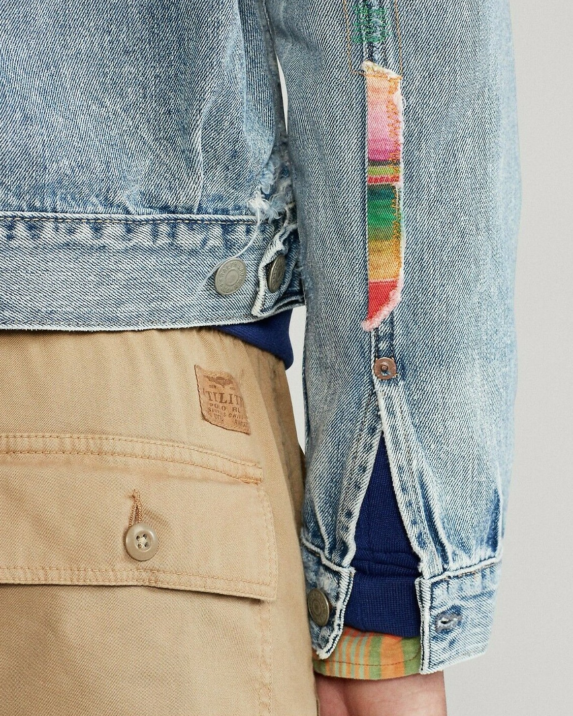BTS Jimin Polo Ralph Lauren Repaired Patchwork Southwestern Denim Trucker Jacket