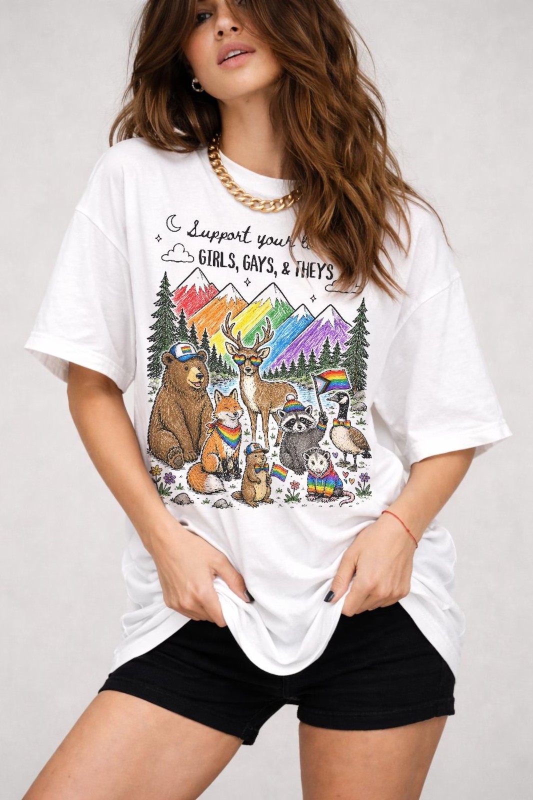 Support Your Local Girls Gays Theys Shirt LGBTQ Nature Pride T-Shirt