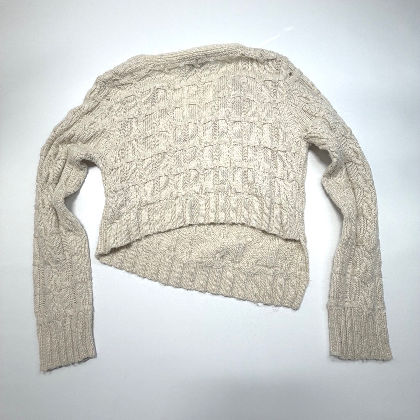 EDIT Jason Wu Cable Knit Wrap Sweater Cropped Neutral Cozy Size M