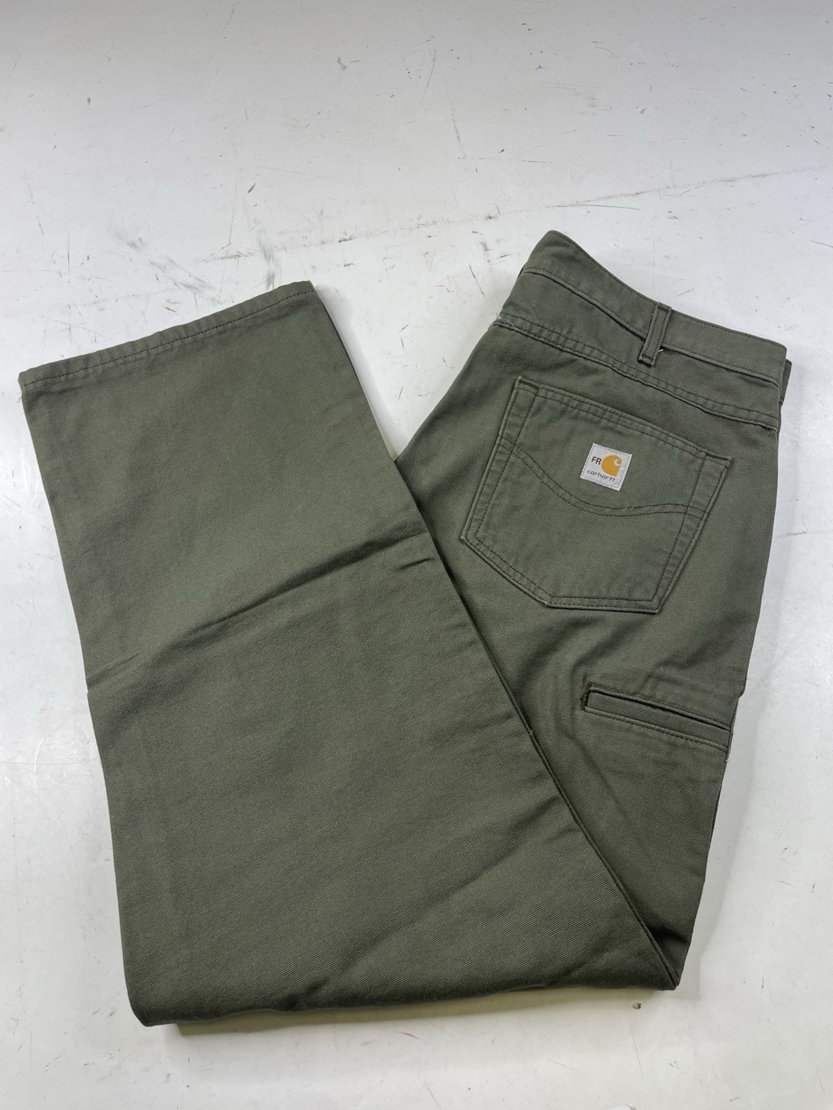 Carhartt Flame Resistant Work Pants Men’s Size 36×32 FRB159 MOS Green Loose Fit
