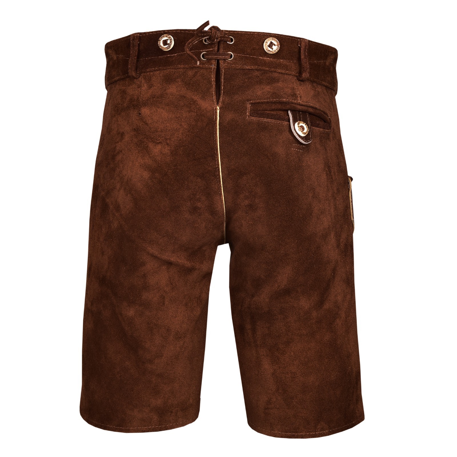 Men Traditional Leather Oktoberfest Lederhosen (Brown, Black, Gold, Med Brown)