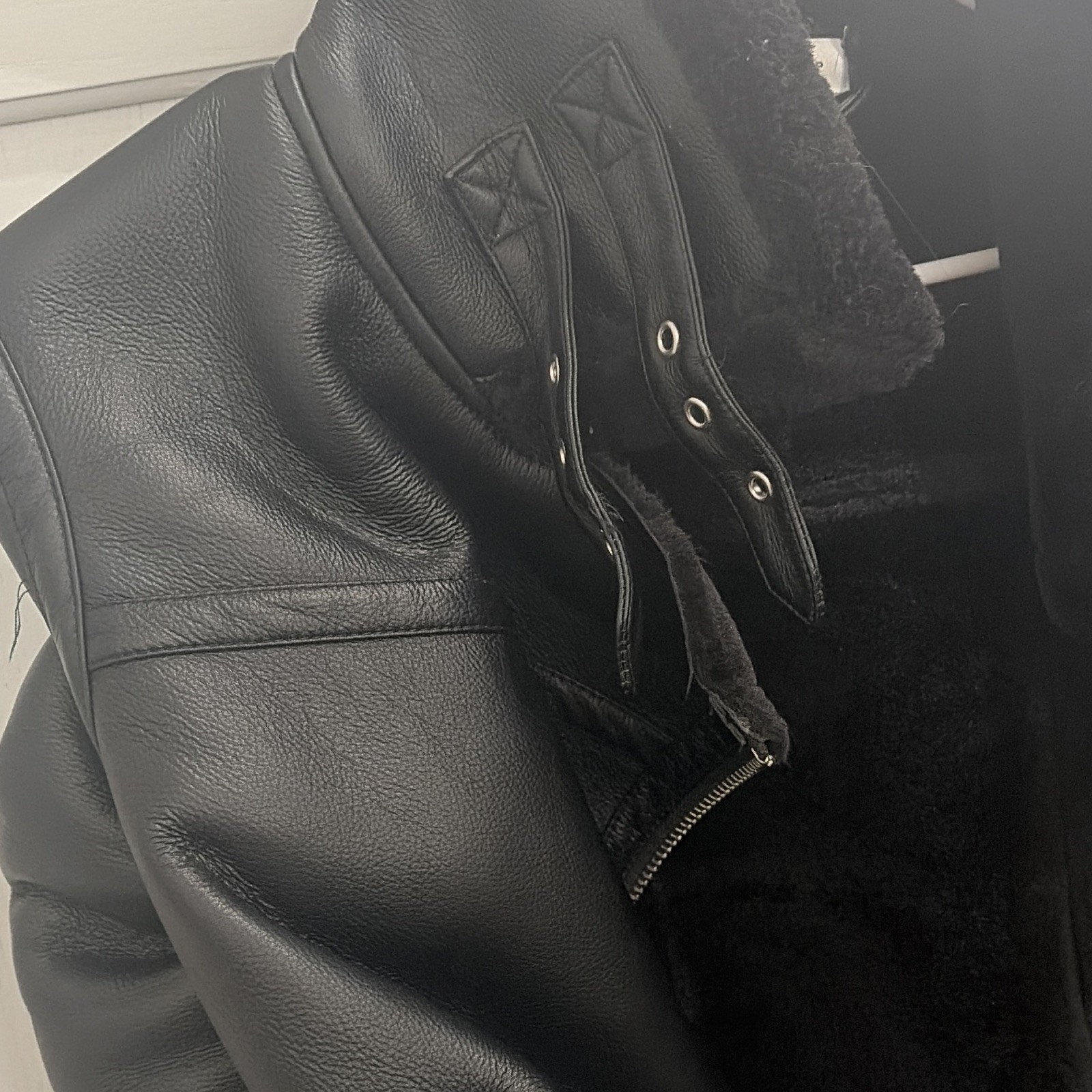 Topshop Black Faux Leather Lined Moto Biker Jacket Buckle Zip Women’s US 4