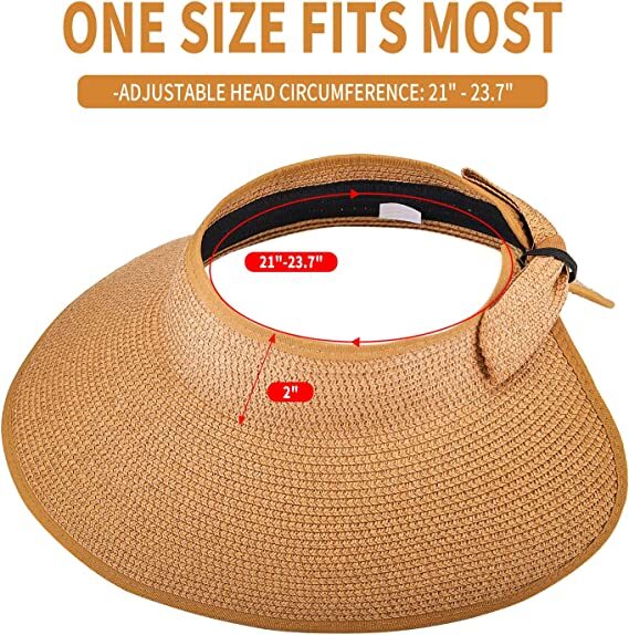 Womens Summer Foldable Straw Sun Visor Hat Roll Up Wide Brim Topless Outdoor Cap