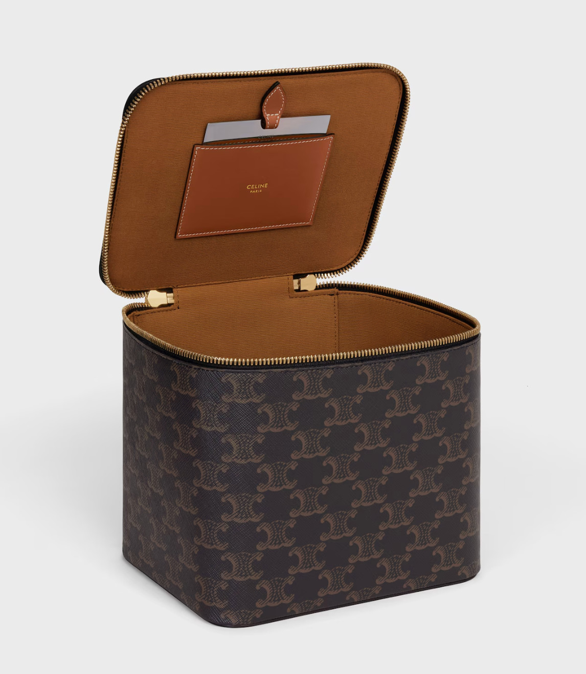 CELINE Square Vanity Case in Triomphe Canvas & Calfskin_Expedited