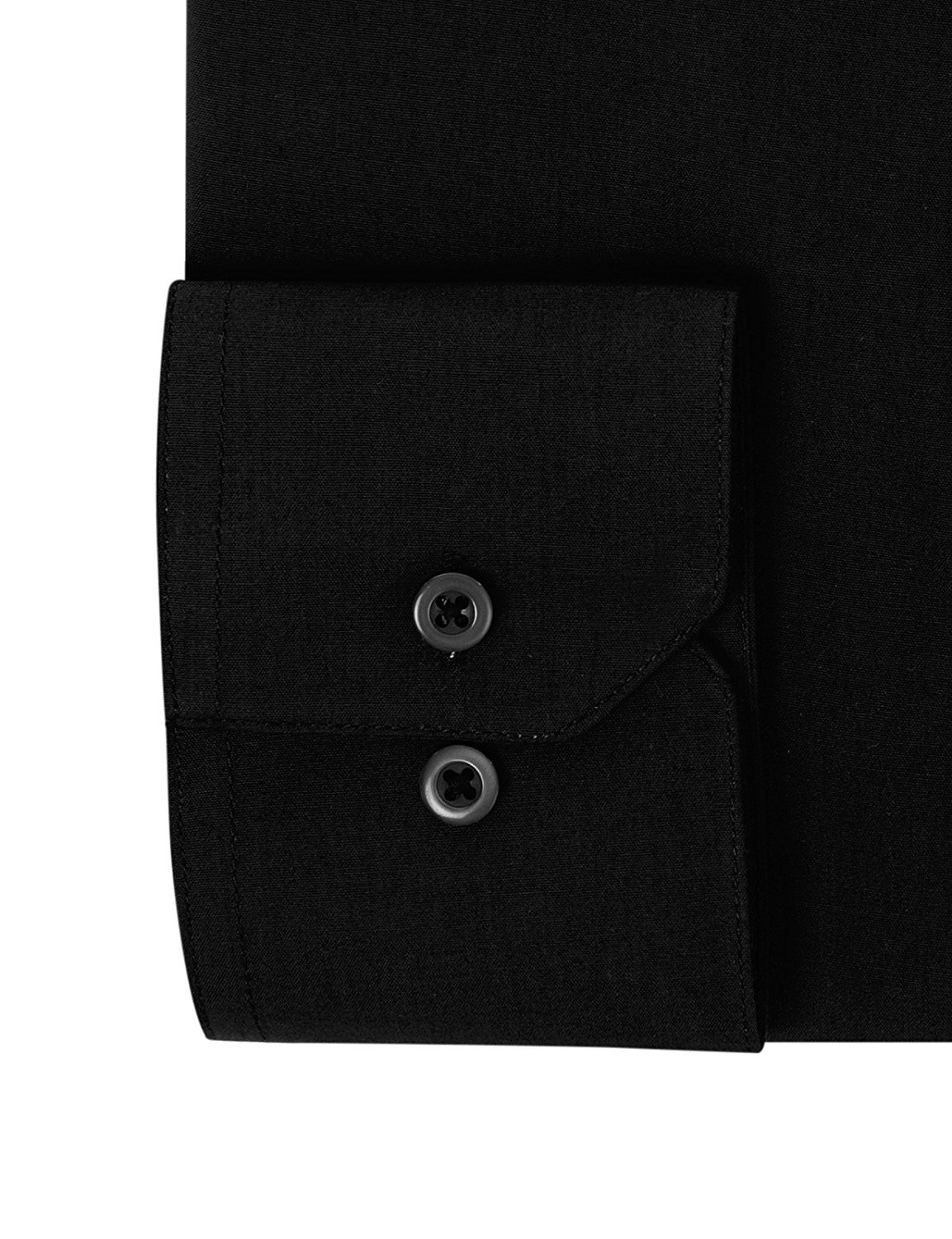Berlioni Italy Men’s Premium French Convertible Cuff Solid Dress Shirt Black