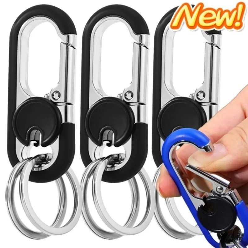 Carabiner Heavy Duty Double Ring KeyChain – locking key ring, key fob holder