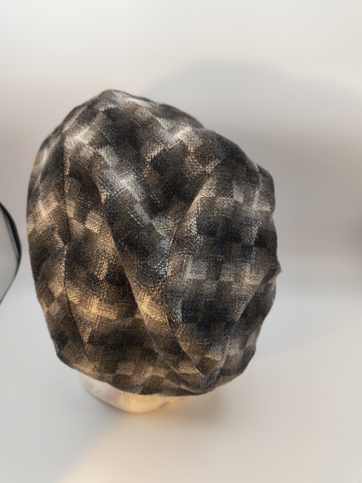 Oska 80% Wool Slouch Hat Plaid Gray Brown 503 Beanie Beret Women’s I – Lined