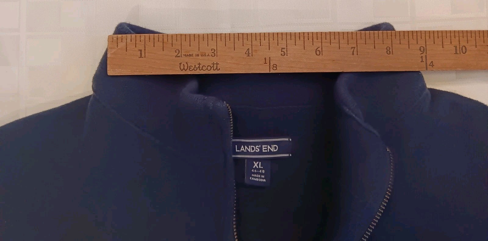 Men’s Lands’ End Navy Blue XL 1/4 Zip Pullover Sweater 100% Baumwolle/Cotton