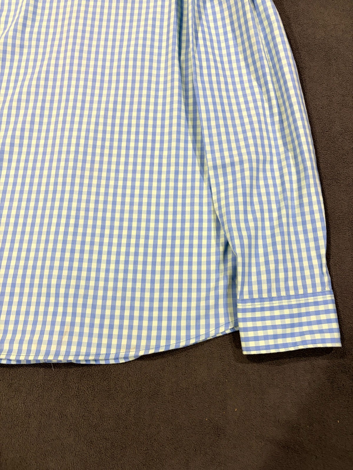 Sonoma Shirt Mens Large Gray Gingham Check Performance Stretch Pleated Button Up