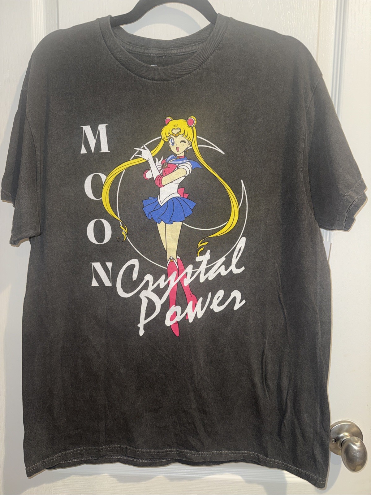 UNISEX TEE SHIRT-SAILOR MOON CRYSTAL POWER COTTON GRAY SIZE MED/LARGE NWT