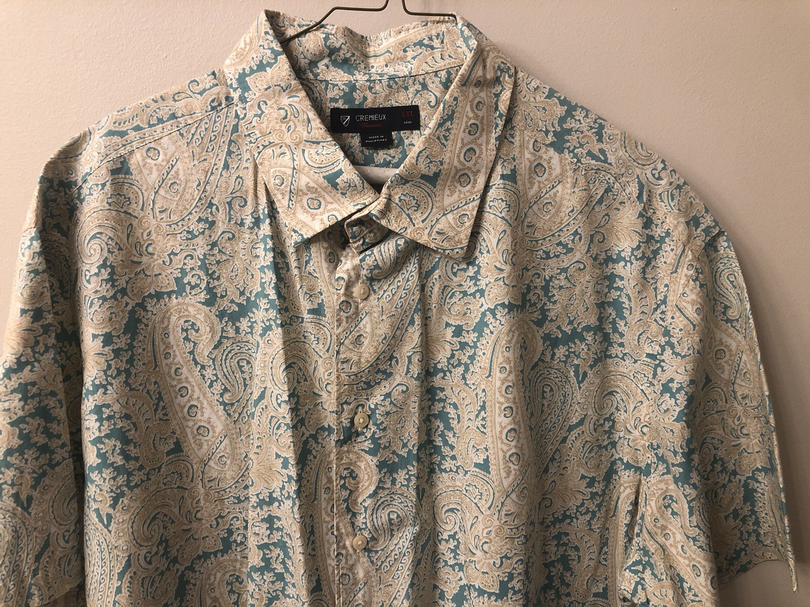 NWOT Daniel Cremieux Mens Classics Paisley Teal Beige Tan XXL 2XL Rare Shirt!