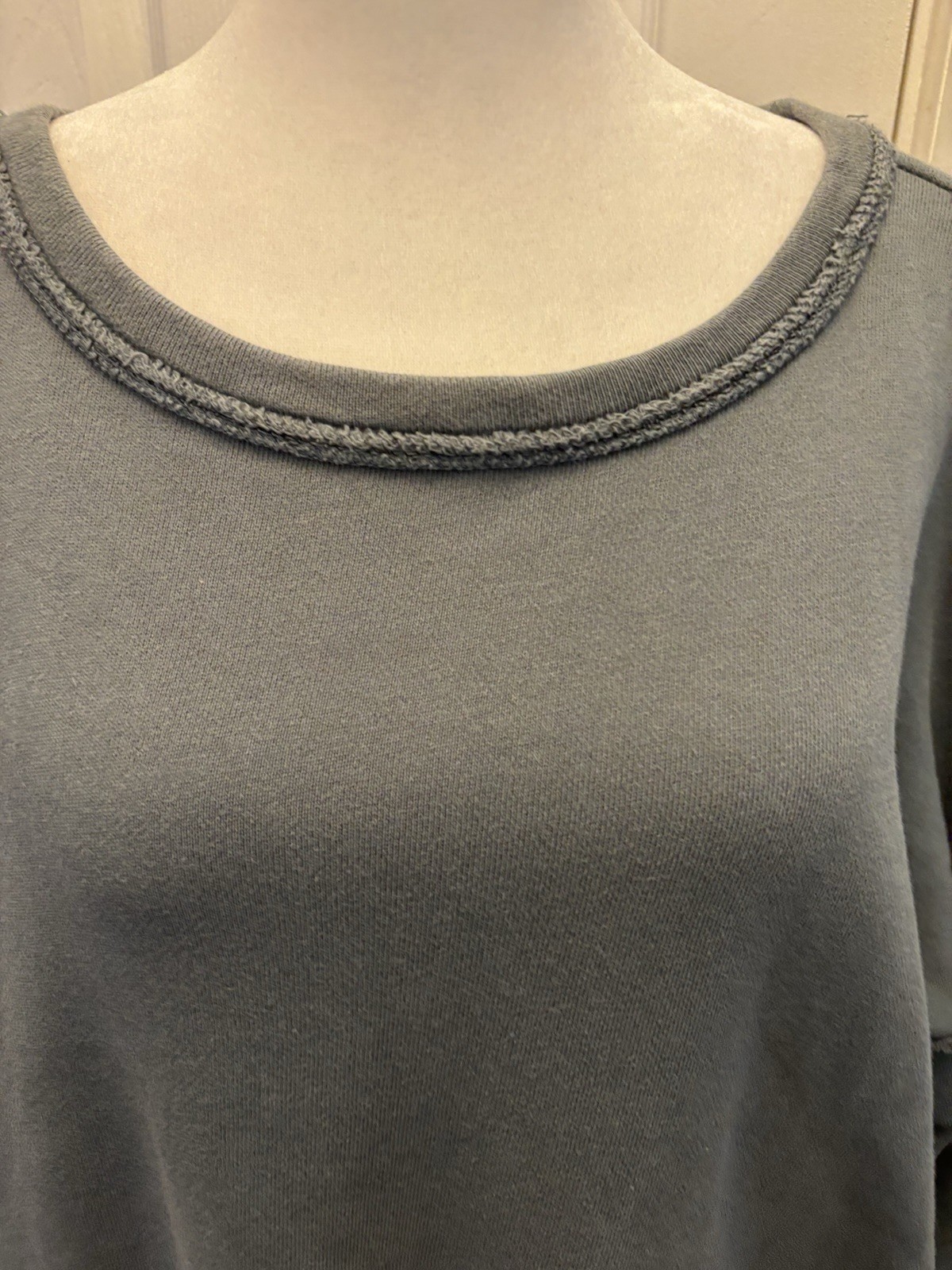 Eileen Fisher Women’s Green Raw Edge Boxy Sweatshirt Organic Cotton XL Lagenlook