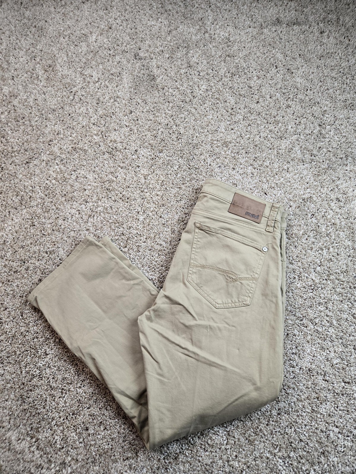 Mavi Zach Jeans Mens 34×27* Beige Straight Leg Regular Fit Stretch Denim Pants