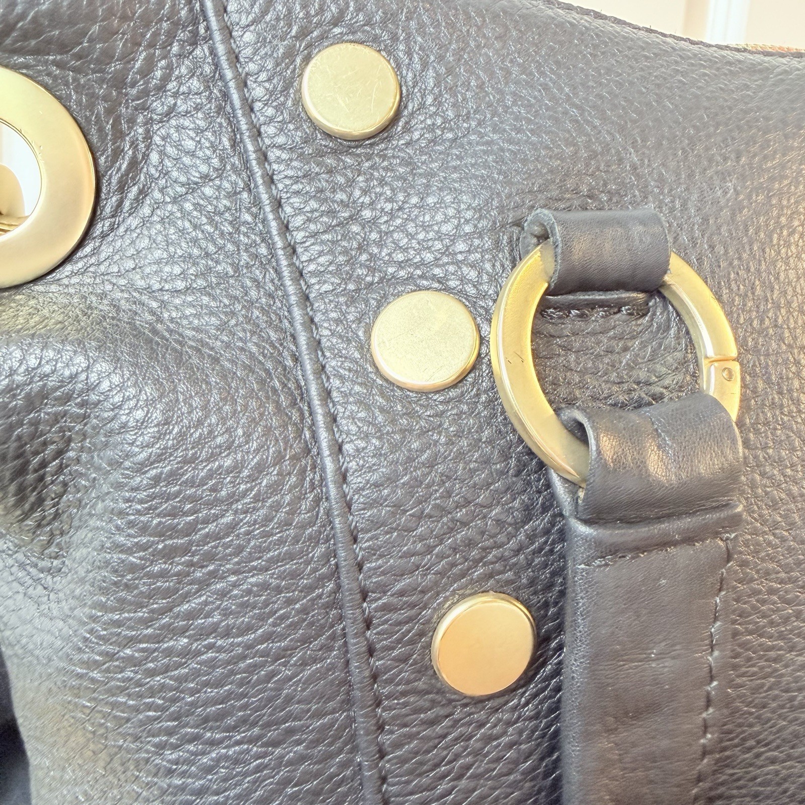 Hammitt Daniel Black Medium Satchel With Gold Studs & Detachable Crossbody Strap