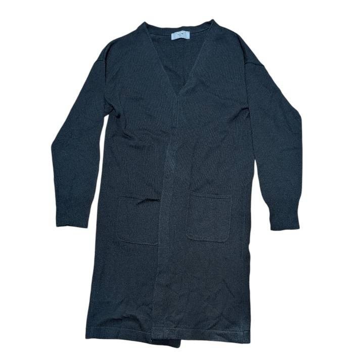 SLOBE IENA Long Knit Cardigan Black Acrylic Wool Pockets 91cm Japan Women