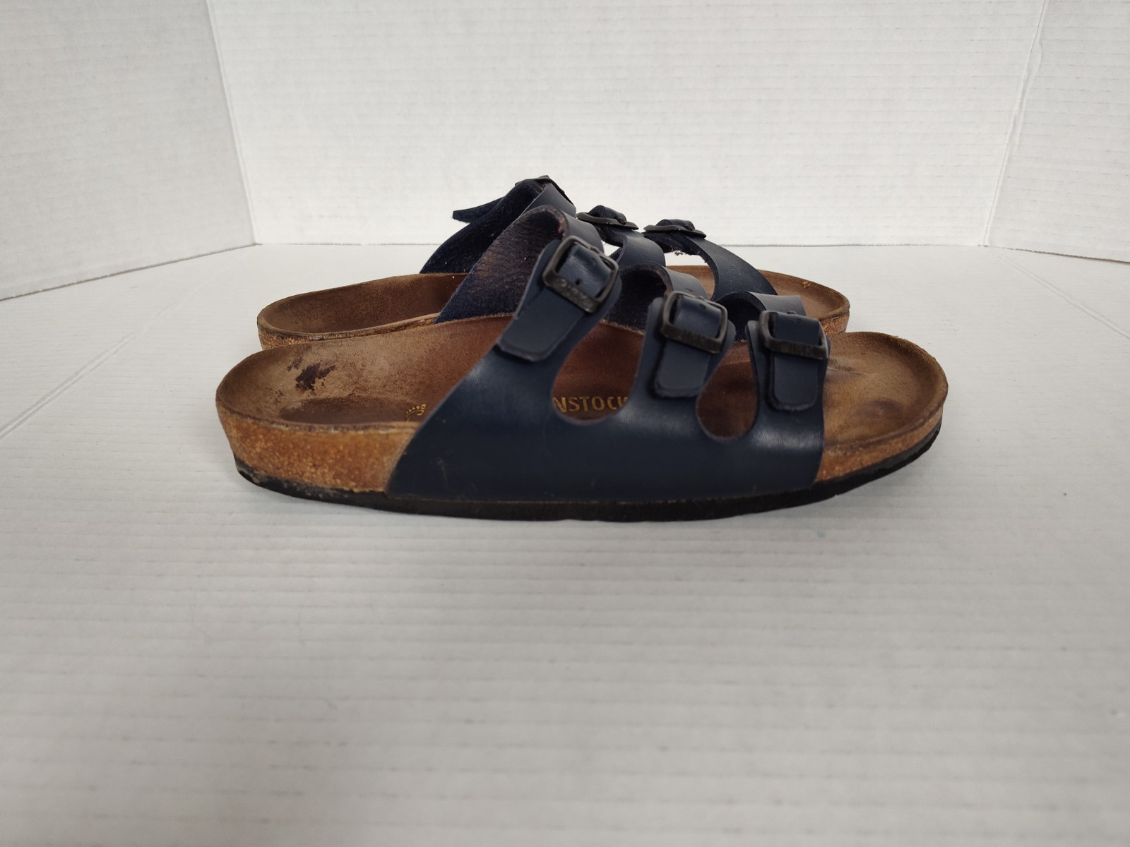 Birkenstock Florida Womens Sandals Size 38 US 7 Navy Blue 3 Buckle Sandals