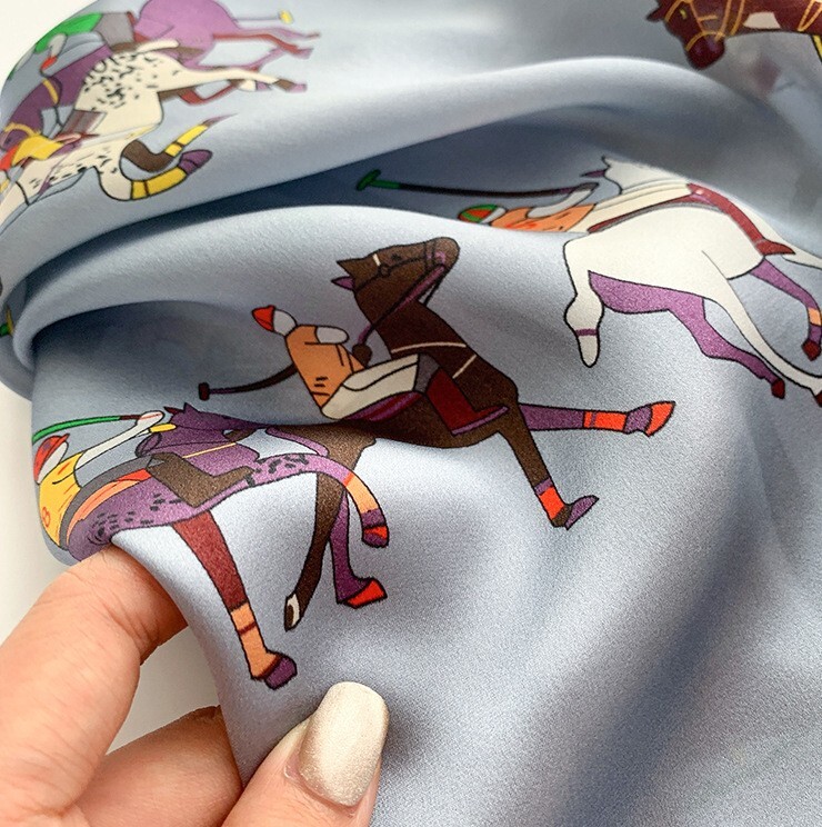 100% Pure Silk Square Scarf Women Neckerchief Wrap Kerchief Bandana Horse 68*68