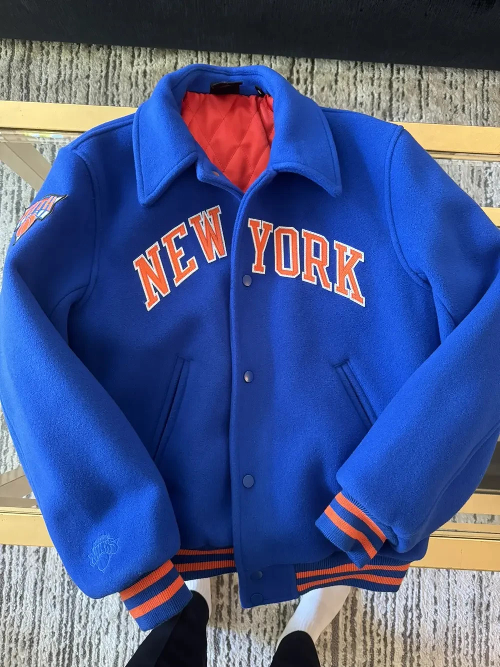 Kith & Kin x New York Knicks Premium Wool Varsity Jacket – Royal Blue