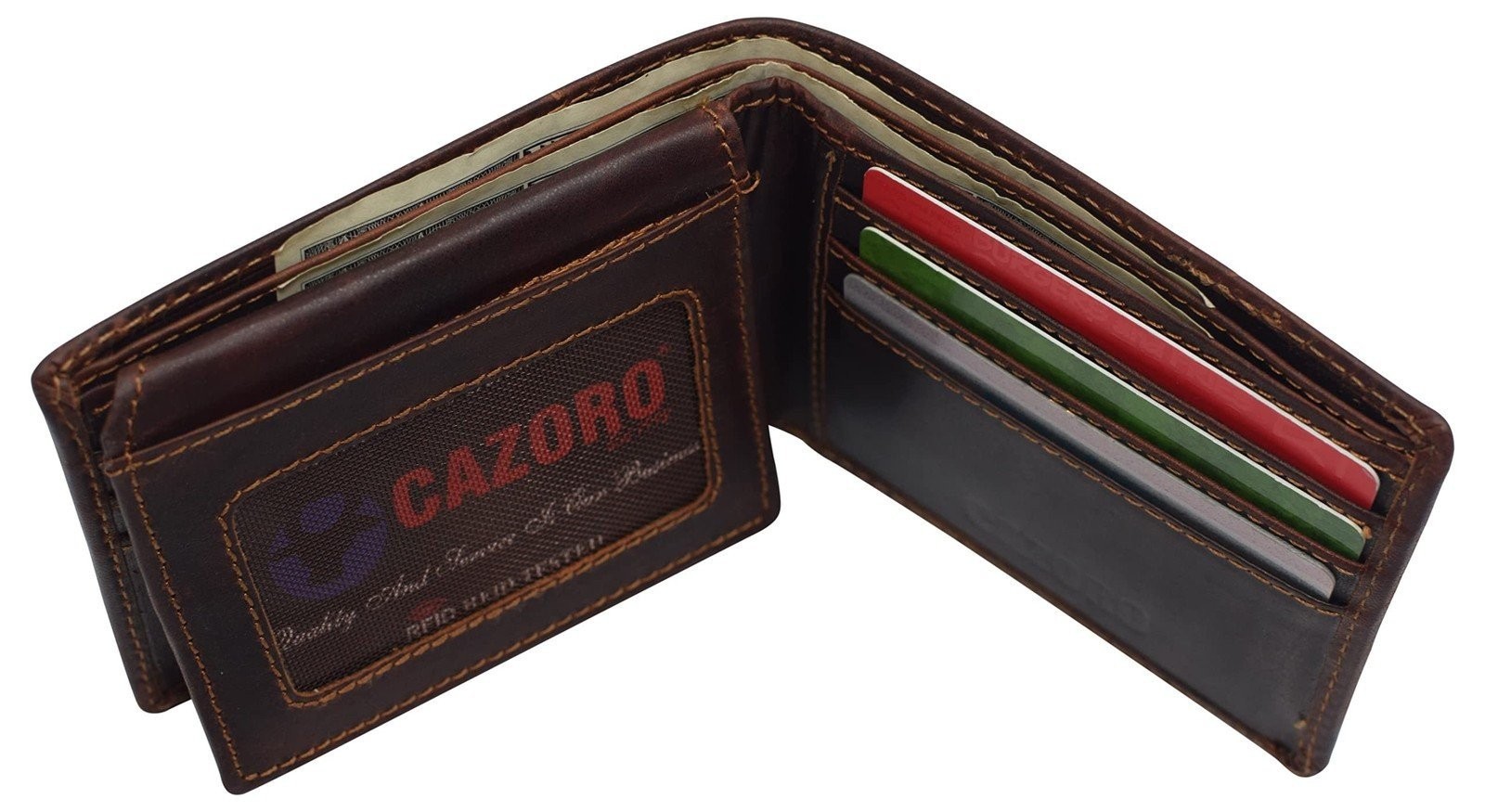 CAZORO Personalized Wallets Name Initials Men’s Vintage Leather RFID Blocking…