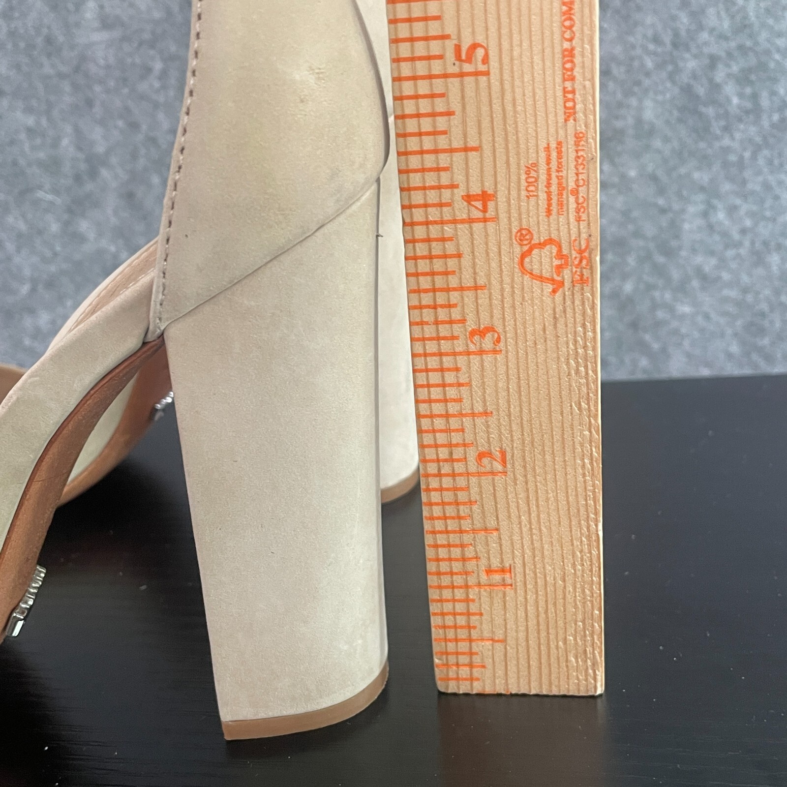 Schutz Sandals 8.5B Beige Suede Ankle Strap Open Toe Block 4.5 inches Heels