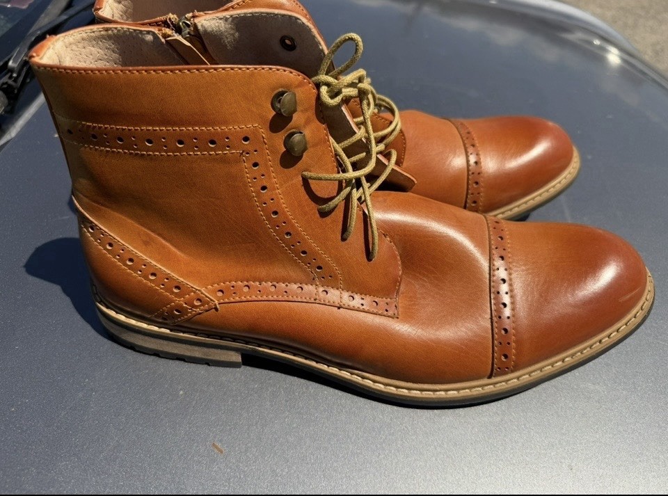 Bruno Marc Ankle Boots Oxford Chukka Brown Side Zipper Shoes Size 13 Excellent