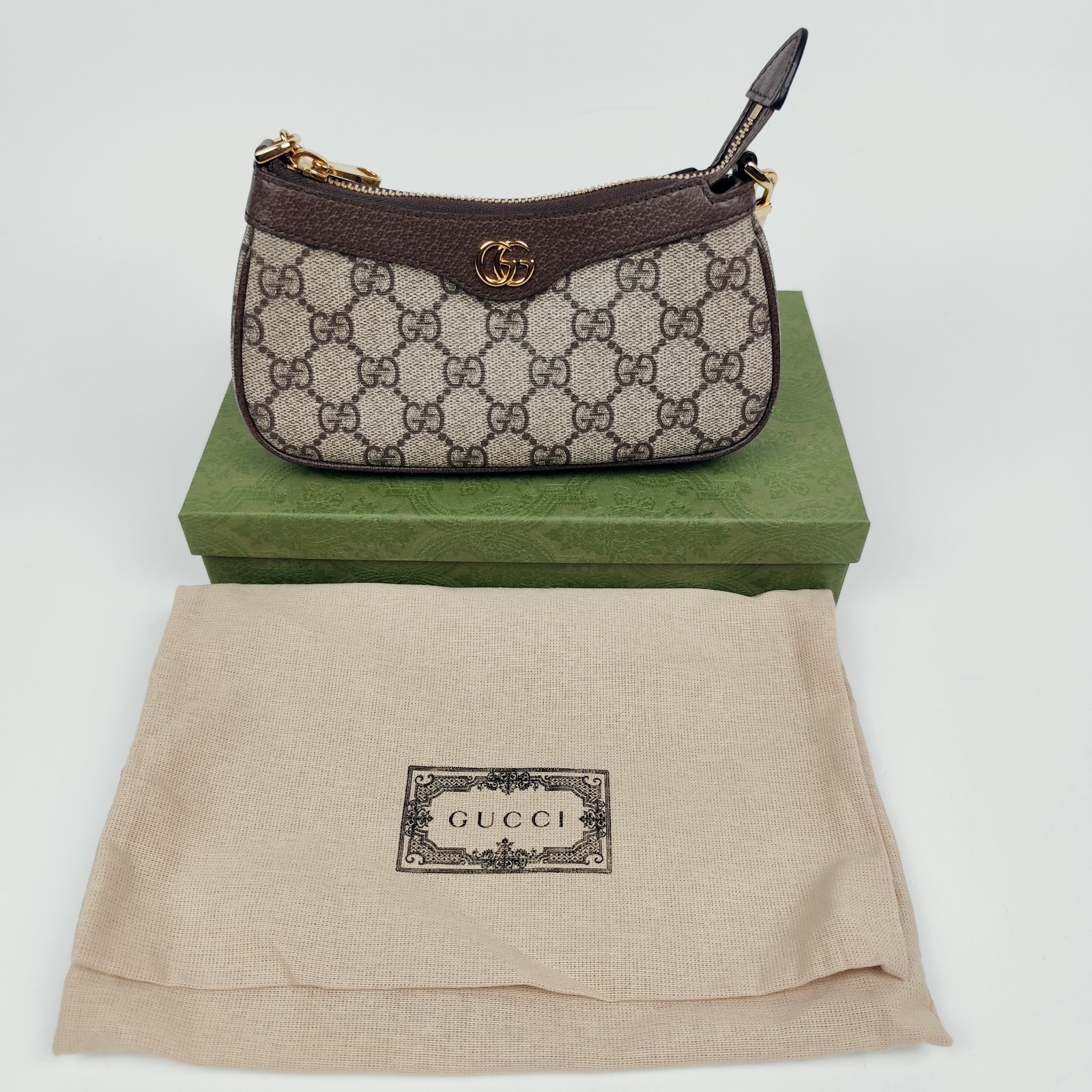 Gucci Ophidia Mini Women’s Leather Shoulder Bag Beige & Ebony GG Supreme Canvas