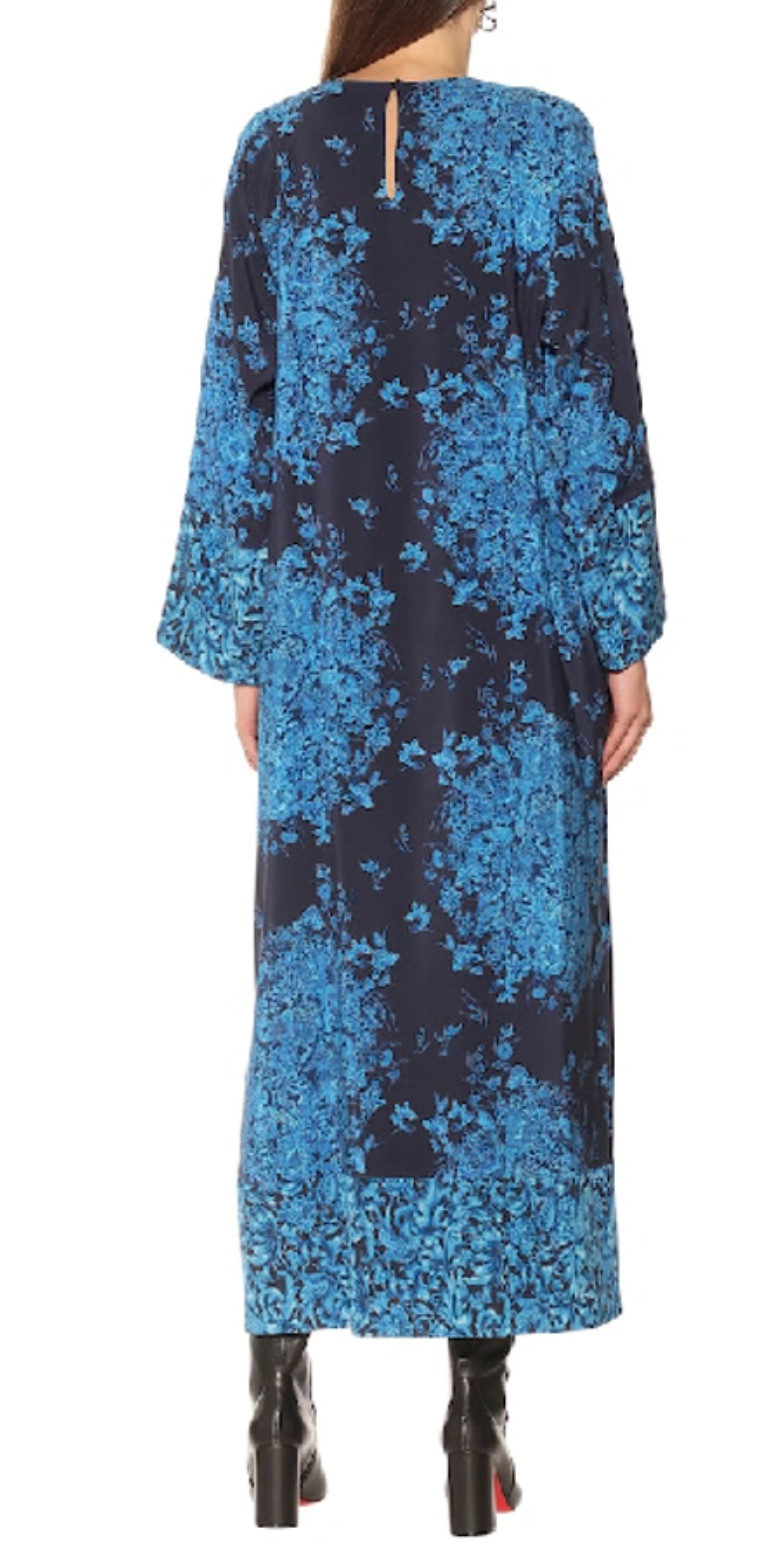 VALENTINO GARAVANI SILK Caftan Maxi Dress Delft Floral Print Kleid Maxikleid M