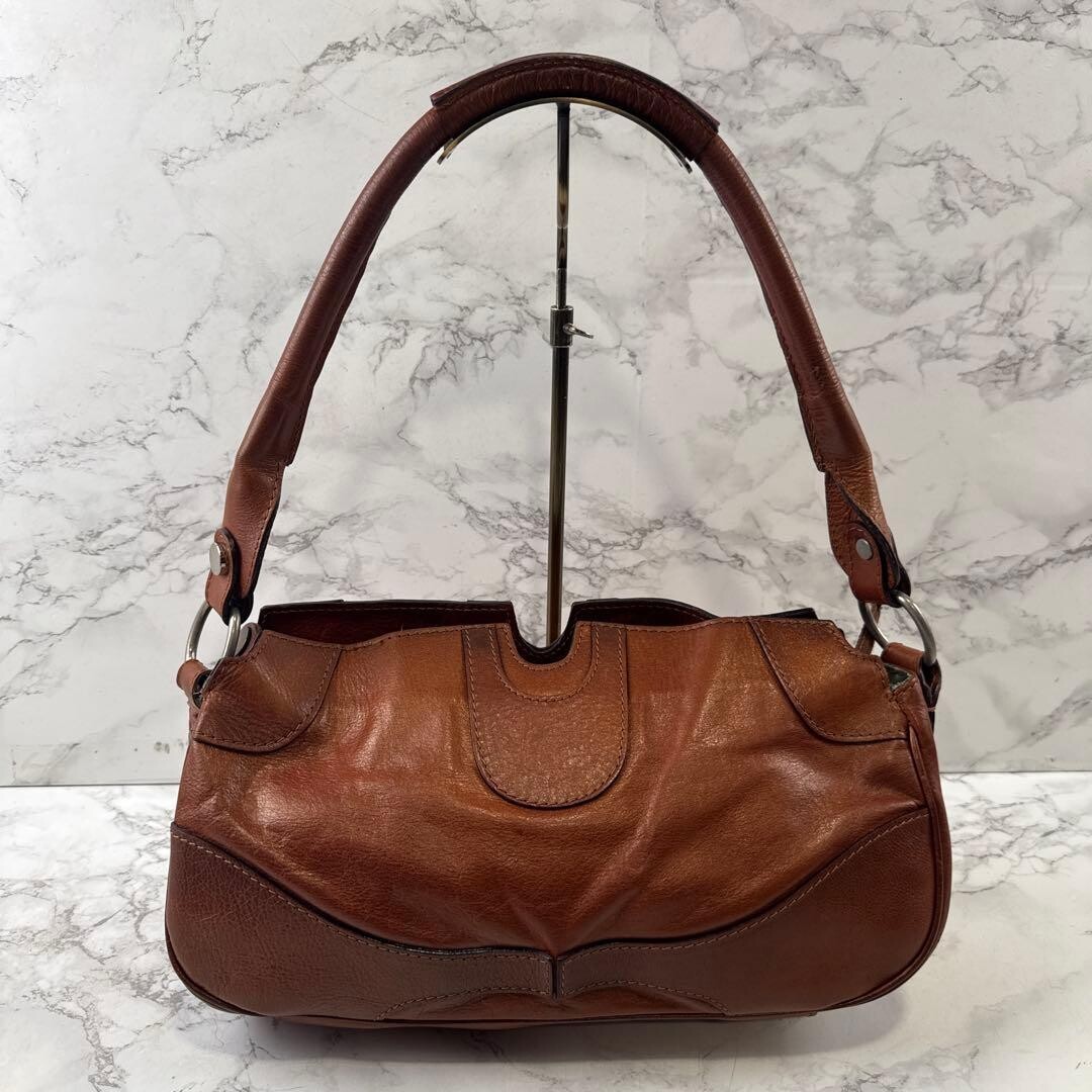 MaxMara Shoulder Bag Leather Brown Authentic From Japan