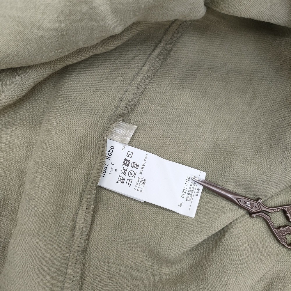 nest Robe 01221-1180 Linen Omi-sarashi shirt dress, Light green 6-0609M△