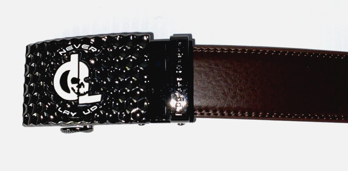 Golf Belt Buckle & Brown Leather Belt Removable Magnetic Ball Marker Rachet