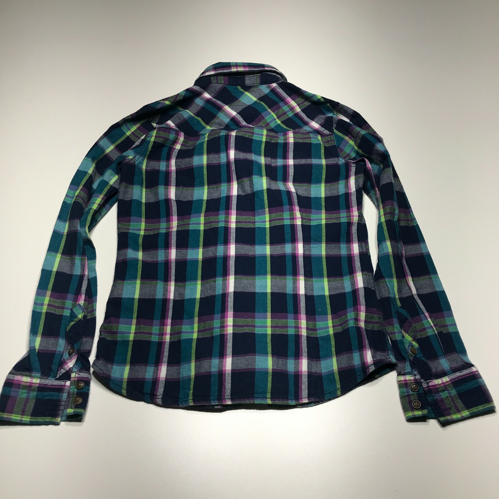 Aeropostale Button Up Womens Size S/P Casual Plaid 100% Cotton 2 Front Pockets
