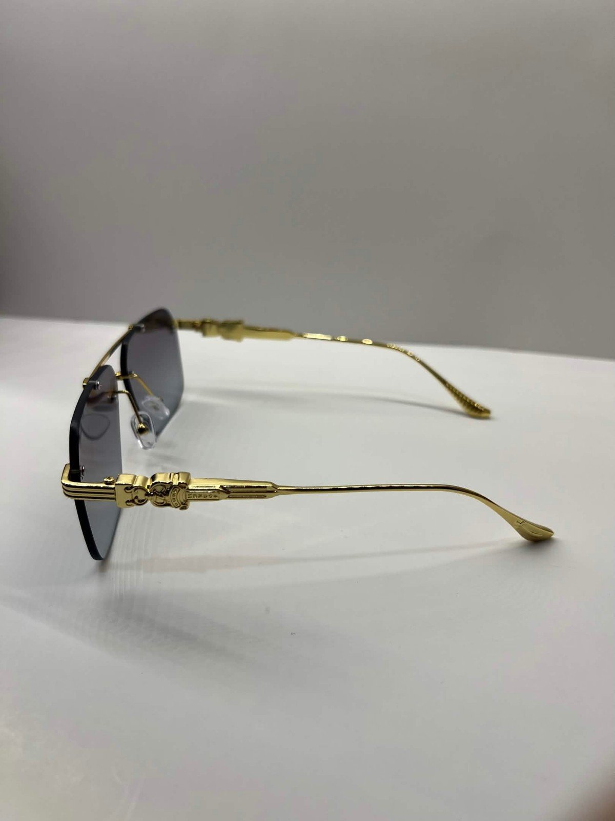 Chrome Hearts Style Sunglasses Gradient Borderless Luxury Gold Frame
