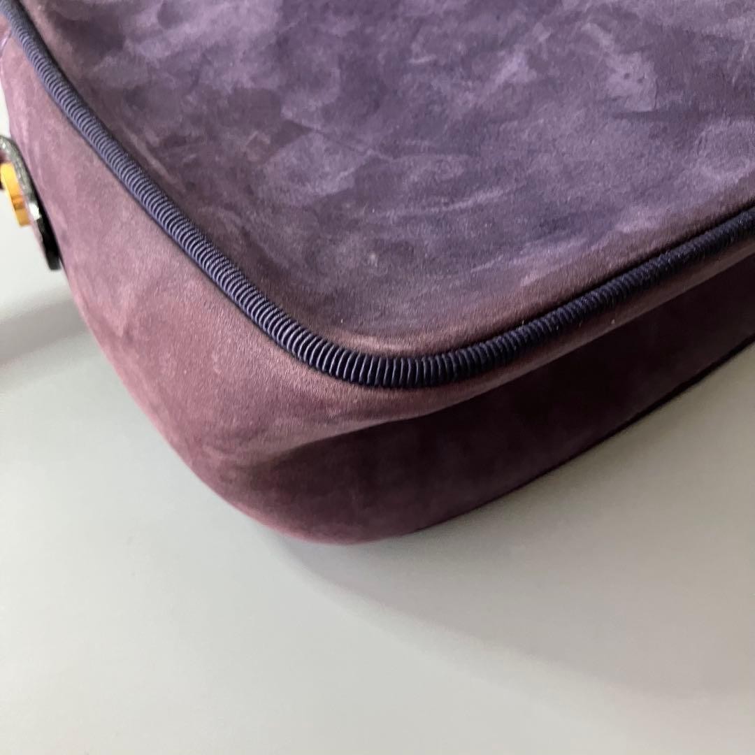 Ferragamo Vara Suede Leather Shoulder Bag 6.3×7.9×2.8in Used