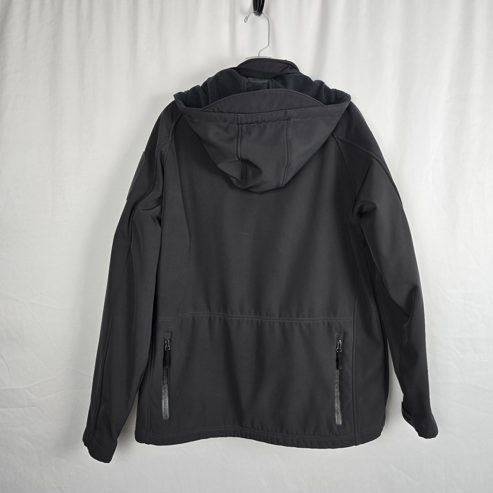 Tacvasen Soft Shell Military Jacket Men’s Large Black Full Zip Up Hooded Pockets