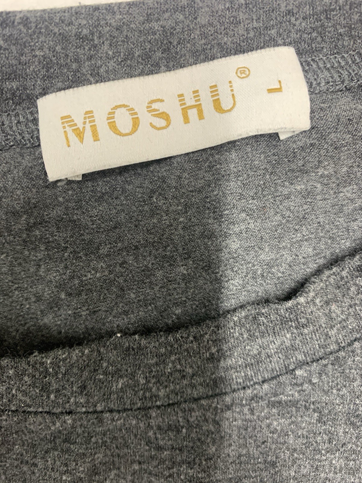 Moshu Womens Large Gray Sun Moon Celestial Graphic T-Shirt Soft Sleep Cozy