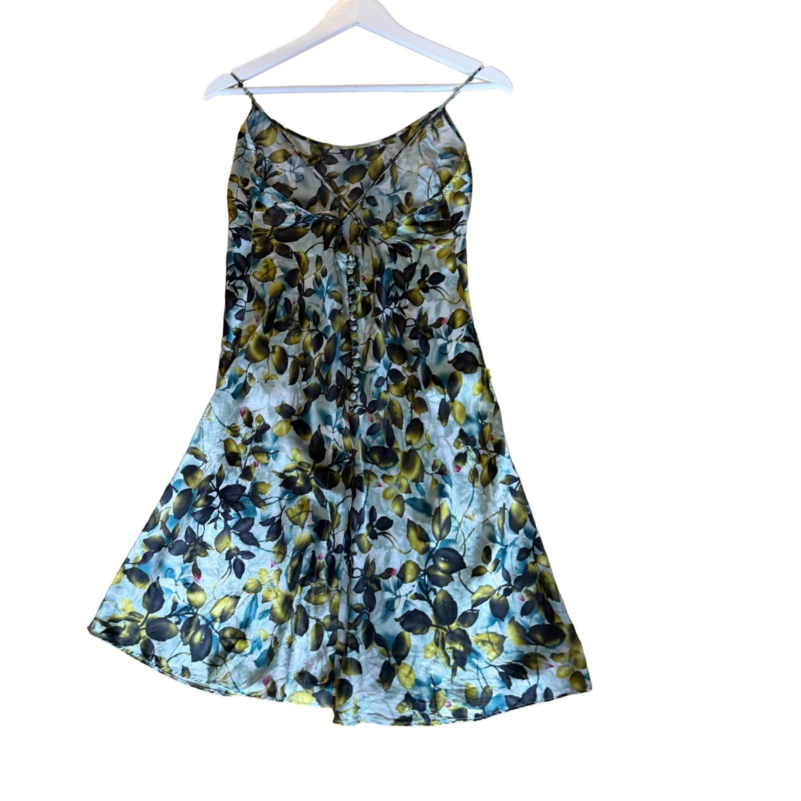 Vintage 90s Victoria’s Secret 100% Silk Floral Slip Mini Dress Crossback Sz M