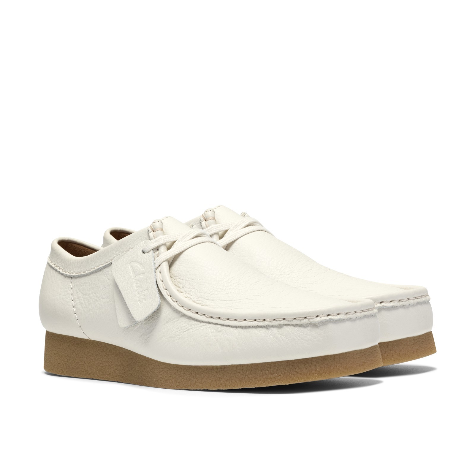 New Men Clarks Wallabee Evo Low White Leather Rubber Bottom Comfortable Shoes