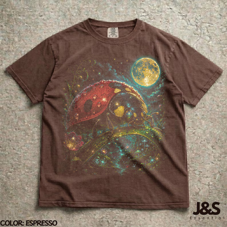 Ladybug Full Moon Vintage Insect Bug Comfort Tee