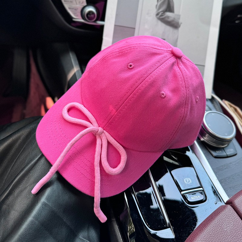 Cute Coquette Bow Baseball Cap Balletcore Soft Girl Pastel Pink Sun Hat