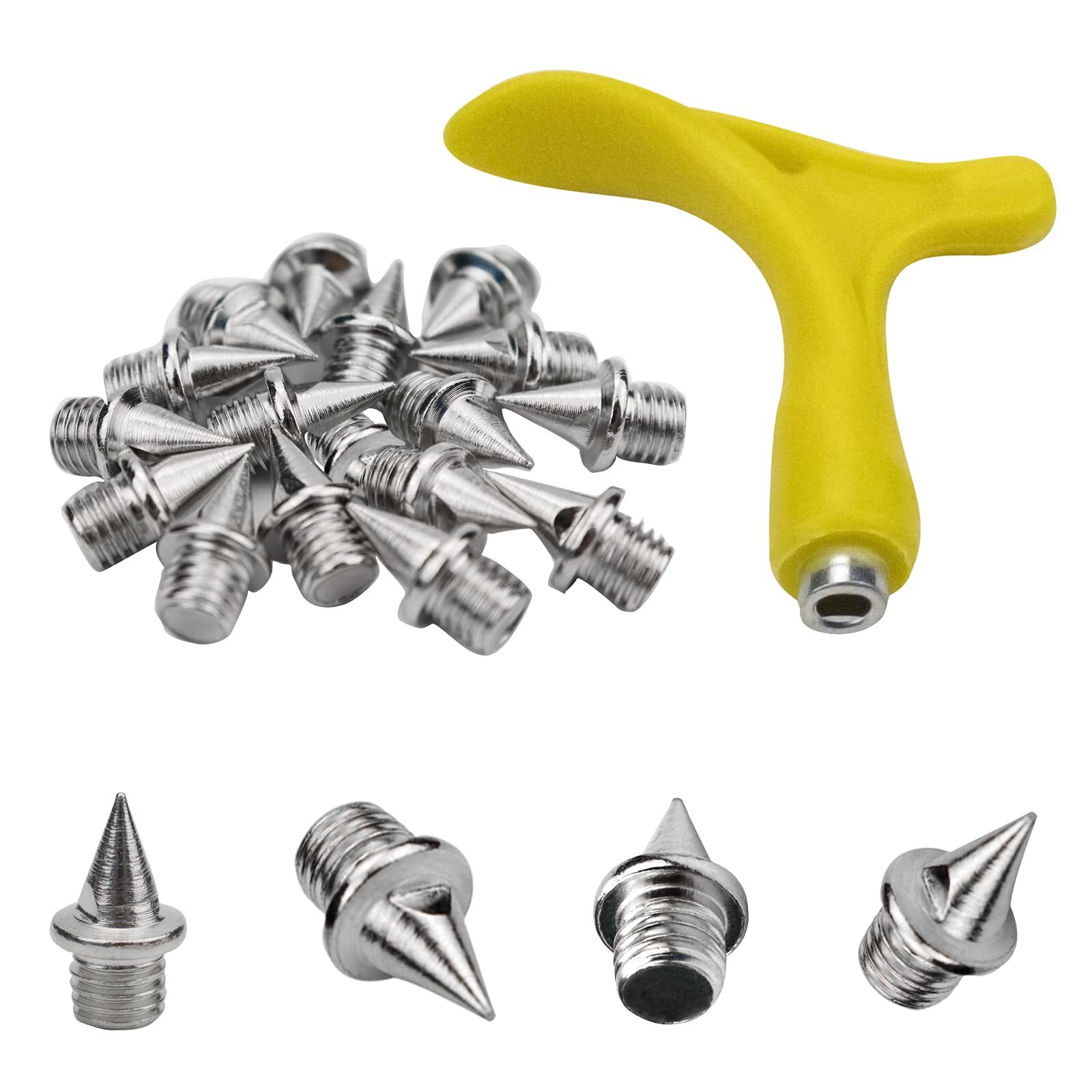 48 Pcs Stainless Steel Steel Track Spikes 1/4 Inch with Wrench for Men’s Shoes