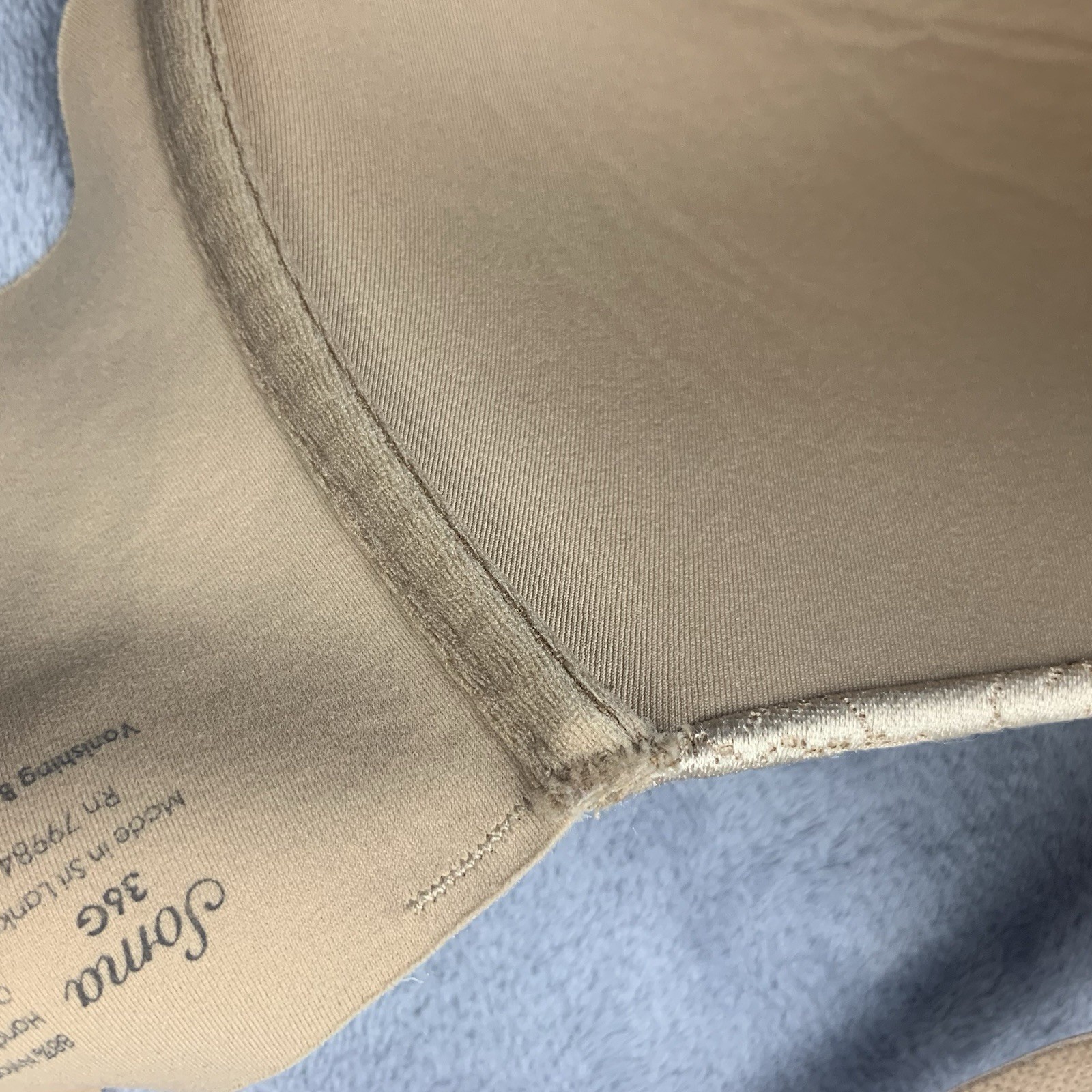 Soma Vanishing Back Full Coverage Bra Size 36G Front Closure Floral Lace Beige