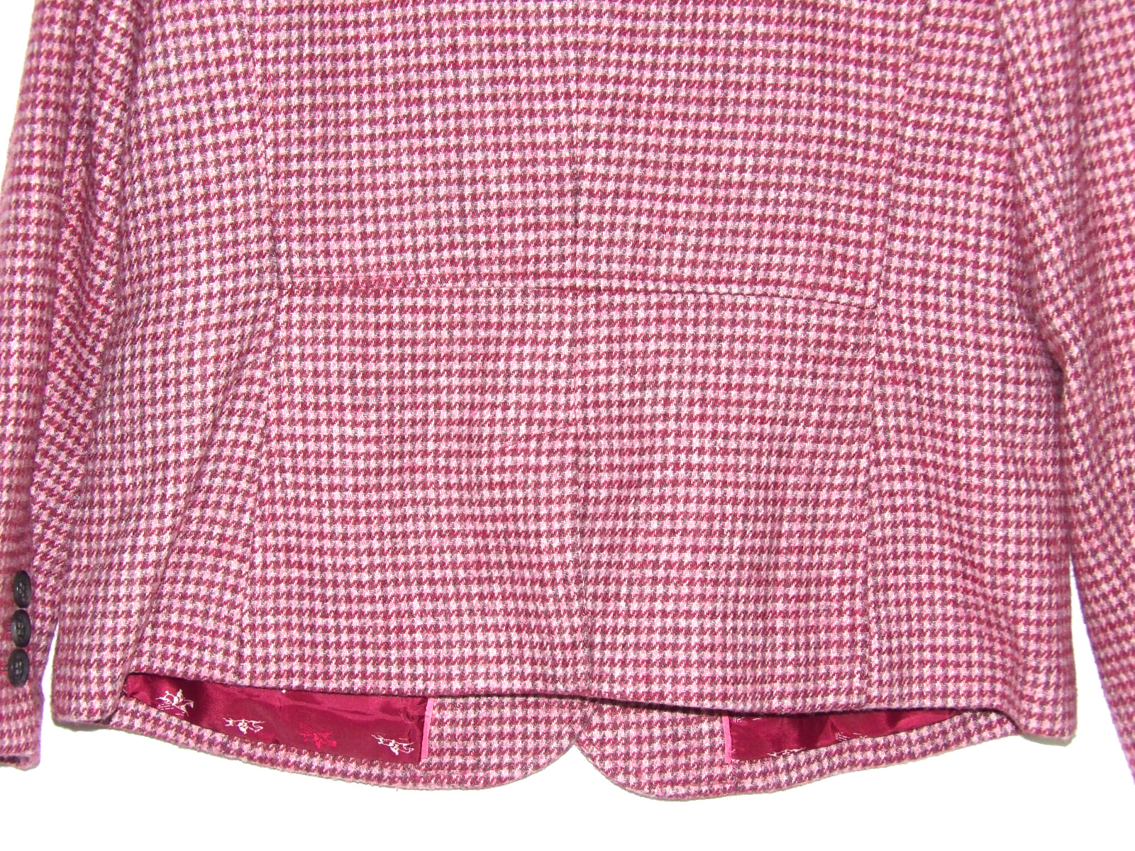 TALBOTS Pink Houndstooth 2 Button Wool Blend Tweed Office Blazer Women’s 12P