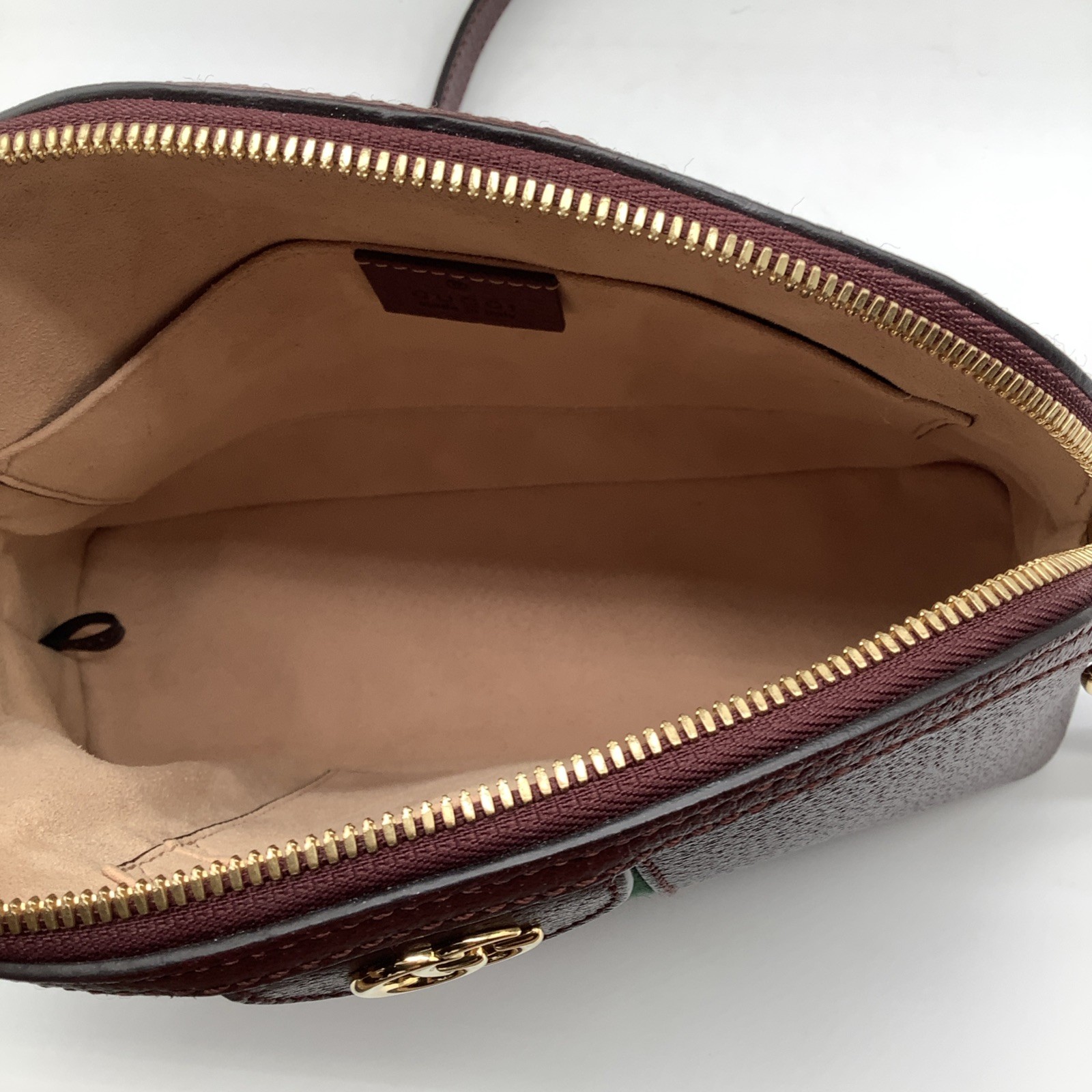 GUCCI Ophidia Dome Small Gold Maroon Leather Shoulder Bag Handbag Purse