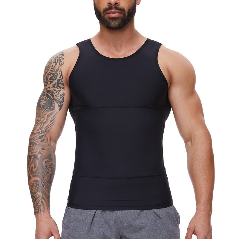 Mens Compression Slim Tummy Control Body Shaper Vest Workout Tank Top Shapewear