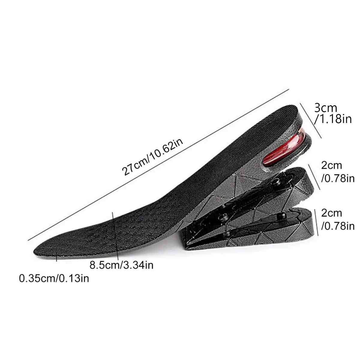 3 Layer 7cm Height Increase Insoles Invisible Elevator Pads Arch Support Unisex