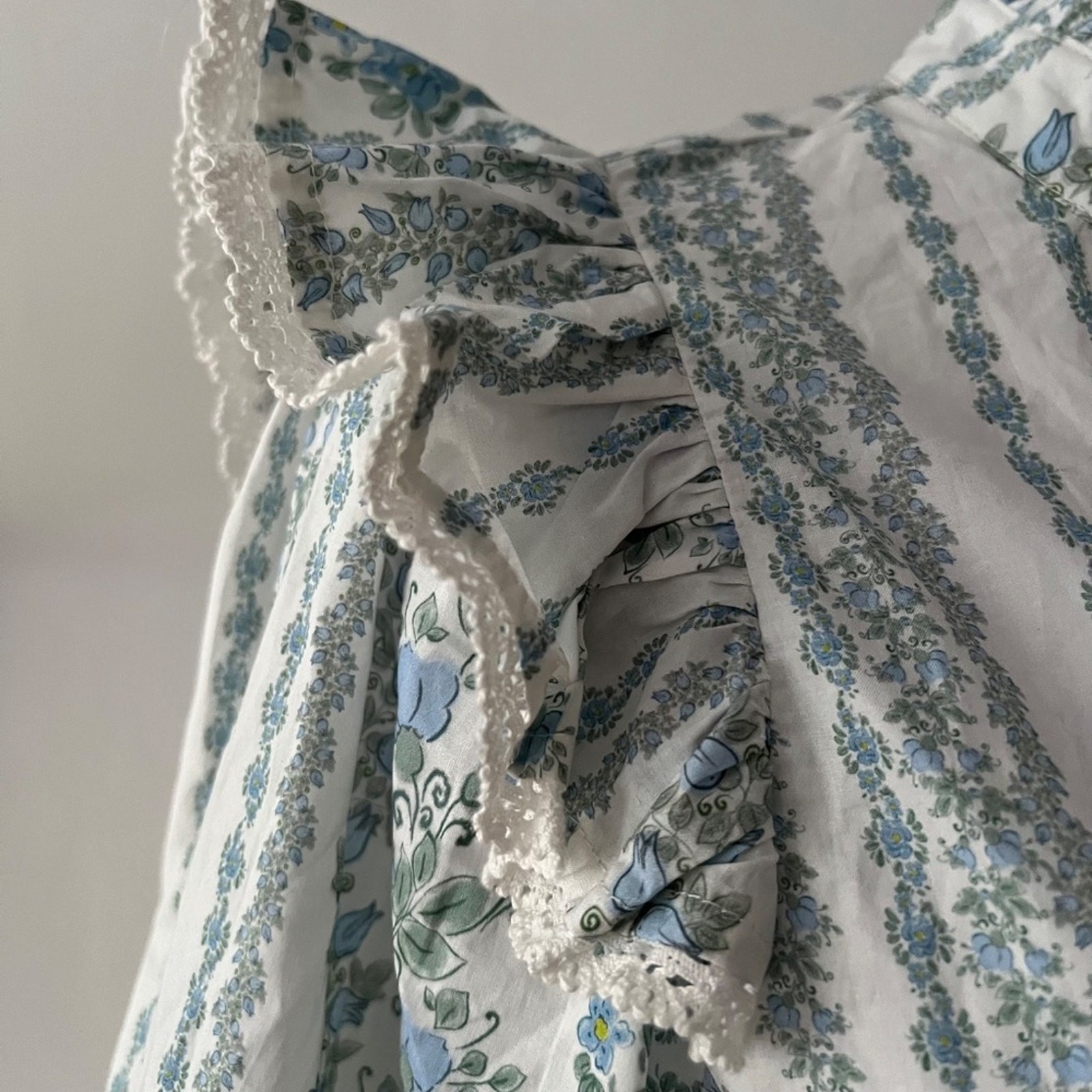 Womens Large Cotton Top Victorian Garden Blouse Crochet Coquette Shirt Edwardian